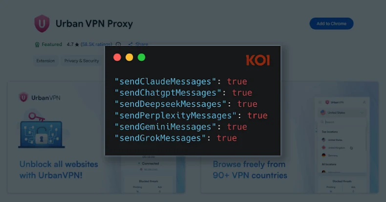 ផ្នែកបន្ថែមកម្មវិធីរុករក Chrome ដែលត្រូវបានប្រទះឃើញកំពុងស្ទាក់ចាប់ការជជែក AI របស់អ្នកប្រើប្រាស់រាប់លាននាក់
